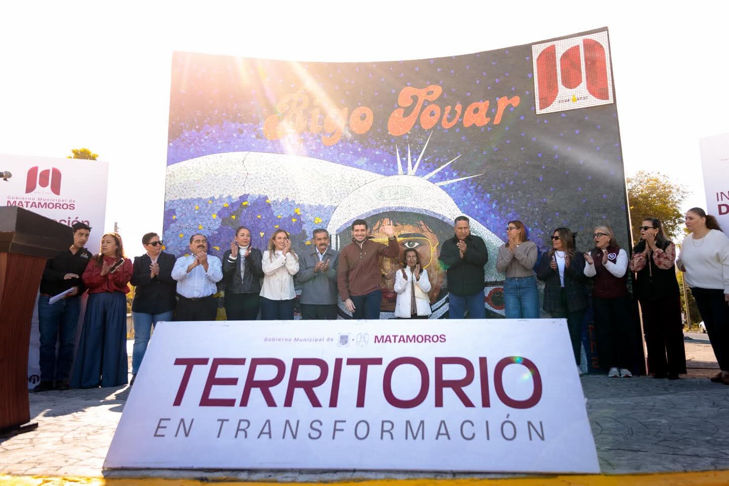 Beto Granados inaugura la rehabilitación de la carretera a Reynosa y un Mural dedicado a Rigo Tovar